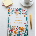 Aylık Haftalık Planlayıcı, A4, Karton Kapak, Amerikan Cilt, Çiçekli Desen