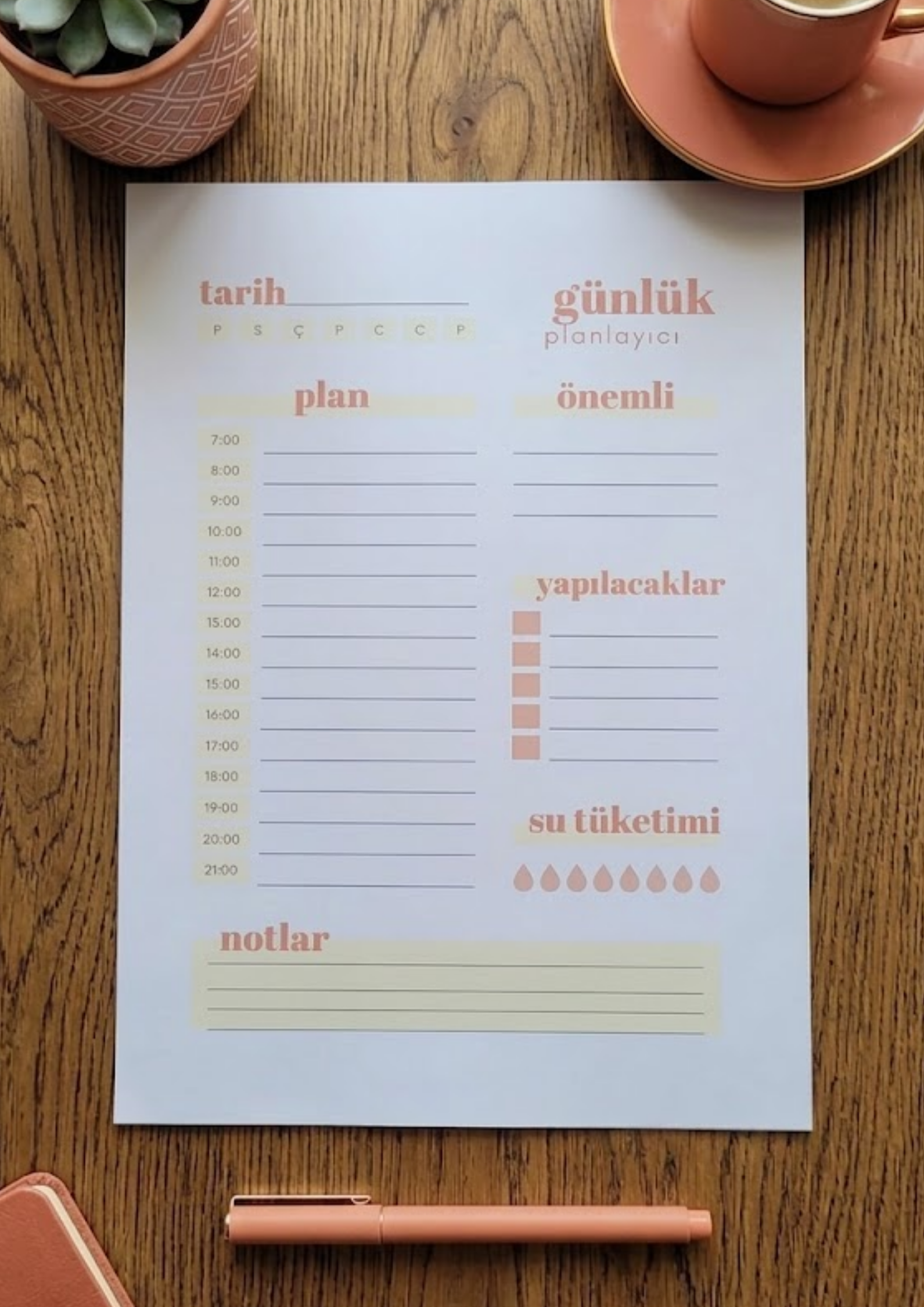 1 Minimalist Saatlik Günlük Planlayıcı Şablonu - Görsel 1