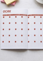 Aylık Haftalık Planlayıcı, A4, Karton Kapak, Amerikan Cilt, Çiçekli Desen - Görsel 5